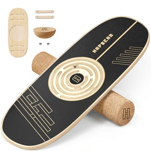 HAPBEAR Labyrinth Balance Board für Erwachsene 6-in-1 Surf Balance Board Set mit Korkrolle & Halbkugel einstellbare Magnetstopper für Core und Gleichgewicht geeignet für Zuhause Büro & Fitness
