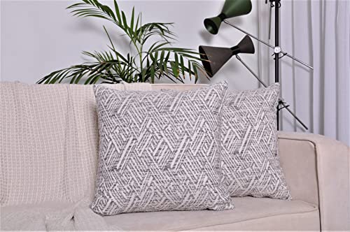 Kema Soft Modern Jacquard Regular Use Decorative Cotton Throw Pillow Covers Grey Square 22X22 Inch New Years Holiday For Couch Car Bedroom Living Room Area Covers Only Set Of 2 #TOP2
