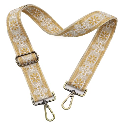 Image of LEMEDE Purse Strap Adjustable Replacement Crossbody Bag Strap Retro Jacquard Embroidery Shoulder Straps for Canvas Bag