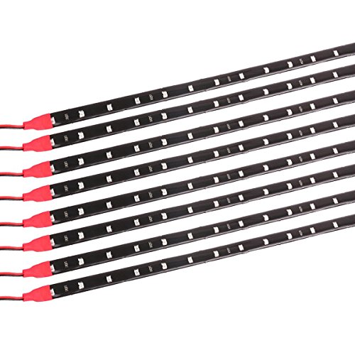 Yolu 8PCS Red 12V Super Bright 120cm 60SMD Flexible Waterproof LED Strip Light for Car Interior & Exterior Decoration DRL Day Running Light Or Boat Bus Garden TV