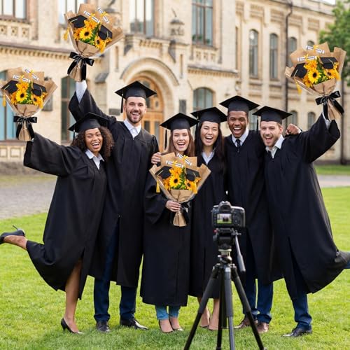 Image of Breling 24 Pcs Black and Gold Graduation Centerpiece Sticks Felt Graduation Scroll Diploma and Grad Cap with Tassel Decor 2026 Table Toppers Centerpiece Party Supplies for Grad Party Decorations