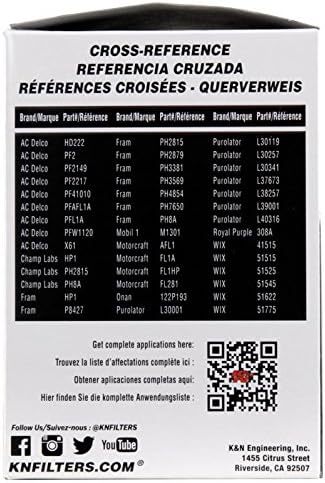 Miniatura 9 de K&N Filtro de aceite premium Diseñado para proteger su motor Seleccione modelos de vehículos FORDAUDIVOLKSWAGENMERCURY de 1957-2016 (Consulte la