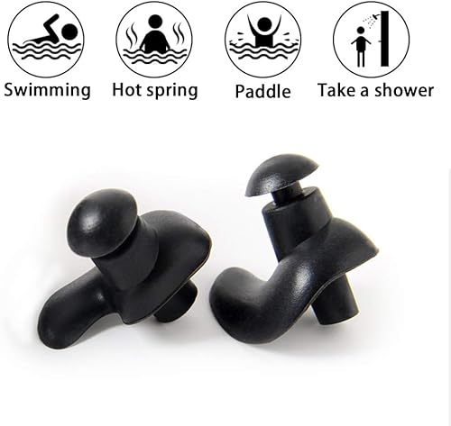 Miniatura 6 de Naohiro Tapones para los oídos de natación, paquete de 5 pares de tapones de silicona reutilizables impermeables con clips de nariz para natación,