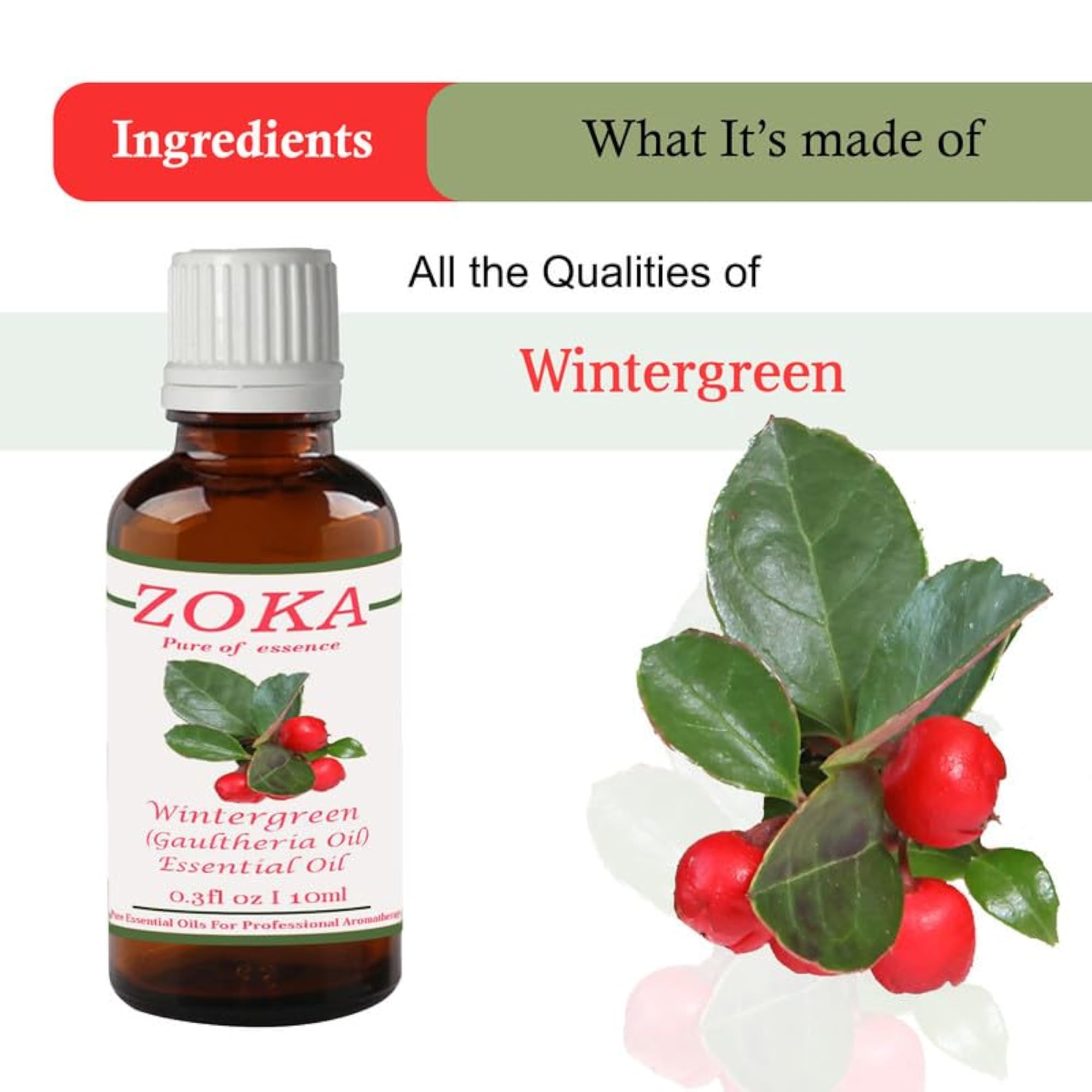 Zoka Wintergreen Essential Oil, 10ml Pack of 6