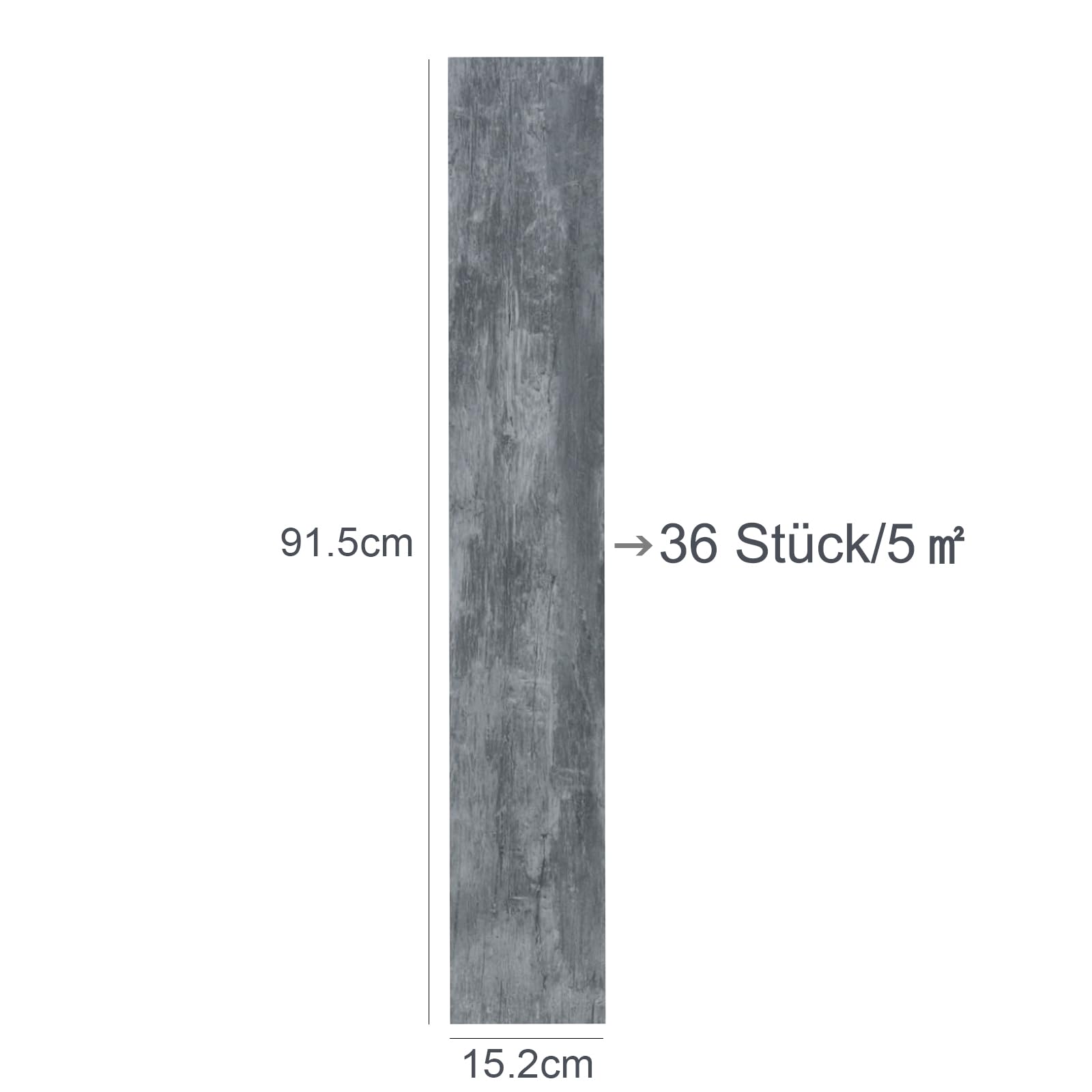 INMOZATA PVC Bodenbelag Selbstklebend 36Fliesen/ 91.5x15.2cm, 5.01m² Vinylboden Selbstklebend, Dicke 2mm Wasserdichte Bodenaufkleber für Küche Bad Haus Bodenfliese, Dunkelgrau