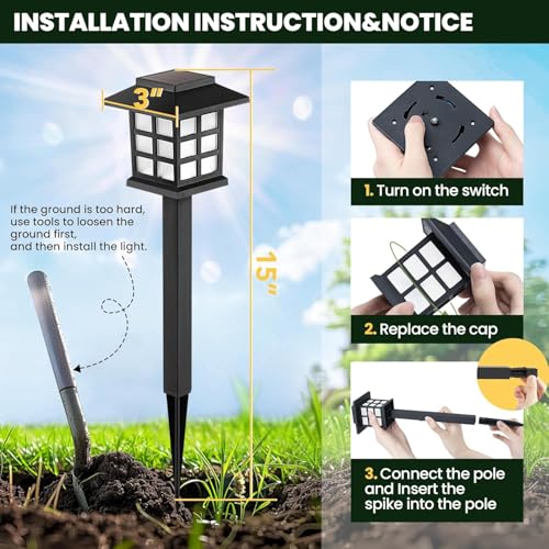 Image of GIGALUMI Solar Lights Outdoor Waterproof 10 Pack, LED Garden Decor