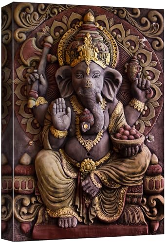 wall26 Canvas Print Wall Art Ganesha Hindu God Sculpture Spiritual & Religious Cultural Photography Traditional Closeup Multicolor for Living Room, Bedroom, Office - 24