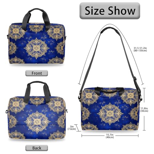 Maletín para laptop 16 pulgadas con diseño mandala azul y dorado miniatura 5