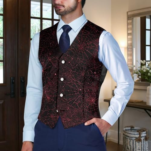 TOADDITDO Men's Halloween Suit Vests Formal Slim Fit V Neck Button Oversized Vest Waistcoat with Back Strap4
