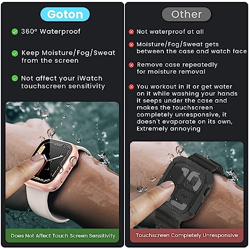 Image of 3 in 1 Goton Waterproof Hard Case for Apple Watch Screen Protector 40mm, 360 Slim Full Protective Tempered Glass Face Cover + Back Hard PC Bumper for iWatch SE 3 /SE 2 /SE, Series 6 /5 /4, 40mm Rosegold