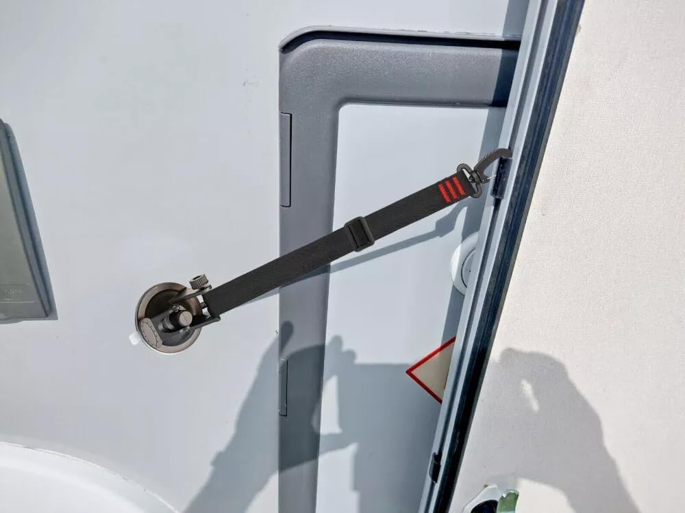 Caravan Door Retainer Static Door Stop Catch Locker Heavy Duty Suction Cup Anchor Tie Downs Strap for Campervan Van Motorhome Camping Accessories Keep RV Door Open Securely In Wind
