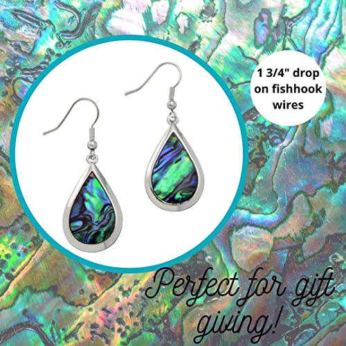 Pammyj Silvertone Abalone Tear Drop Dangle Womens Earrings #TOP3