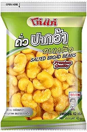 KohKae BRAND, Salted Broad Beans, Crispy baked beans 40g X 6 Packs
