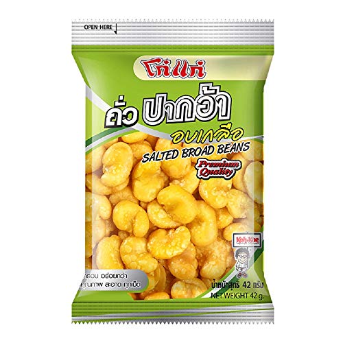 KohKae BRAND, Salted Broad Beans, Crispy baked beans 40g X 6 Packs