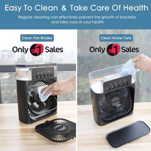 Image of Mini Air Cooler | 3-in-1 AC, Humidifier & Purifier | 7-Color LED Lights, Timer, USB Powered | Silent Operation | Personal Cooling for Room, Office, Travel & Desk Use