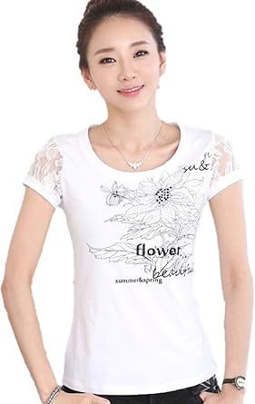 Amazon Sebles レディース 半袖 tシャツ 袖レース トップス スリム カジュアル 夏 全9種類 Tシャツ カットソー 通販 Amazon Sebles レディース 半袖 tシャツ 袖レース トップス スリム カジュアル 夏 全9種類 Tシャツ カットソー 通販