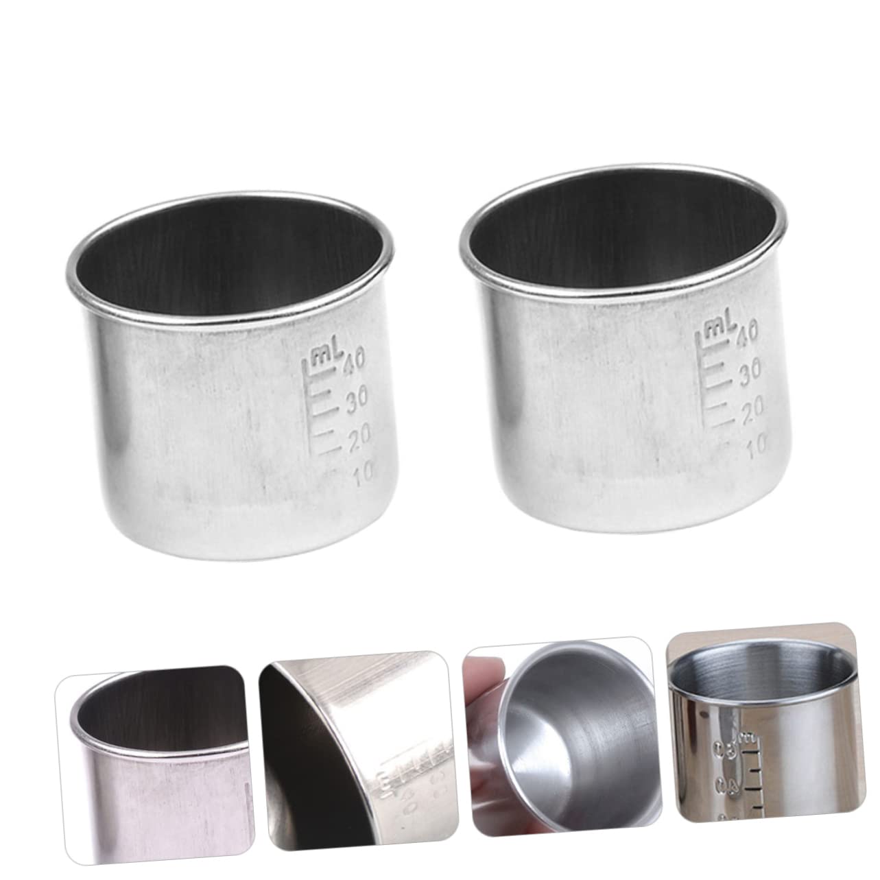 BRIGHTFUFU Multi-function Medicine Cups Portable Graduated Cups Stainless Steel Set for Home