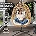 LEX CRAFT Egg Chair with Stand, Patio Wicker Hanging Chair, Hammock Swing Chair, 350LBS Capacity for Bedroom, Balcony, Garden (YE-BE)