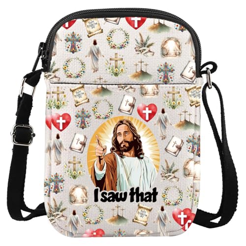 LEVLO Jesus Crossbody Bag Religious Gift I Saw That Jesus Christian Shoulder Bag Religious Christian Crosses Merch