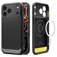 Spigen Cover per iPhone 17 Pro, Rugged Armor MagFit, Compatibile con MagSafe - Nero Opaco