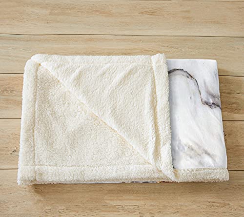 Loussiesd Marble Fleece Throw Blanket Grey Gold Marble Plush Blanket for Kids Adults Abstract Geometric Marble Texture Sherpa Blanket Crack Brick Fuzzy Blanket for Sofa Bed,Single 50x60 Inch - Image 3