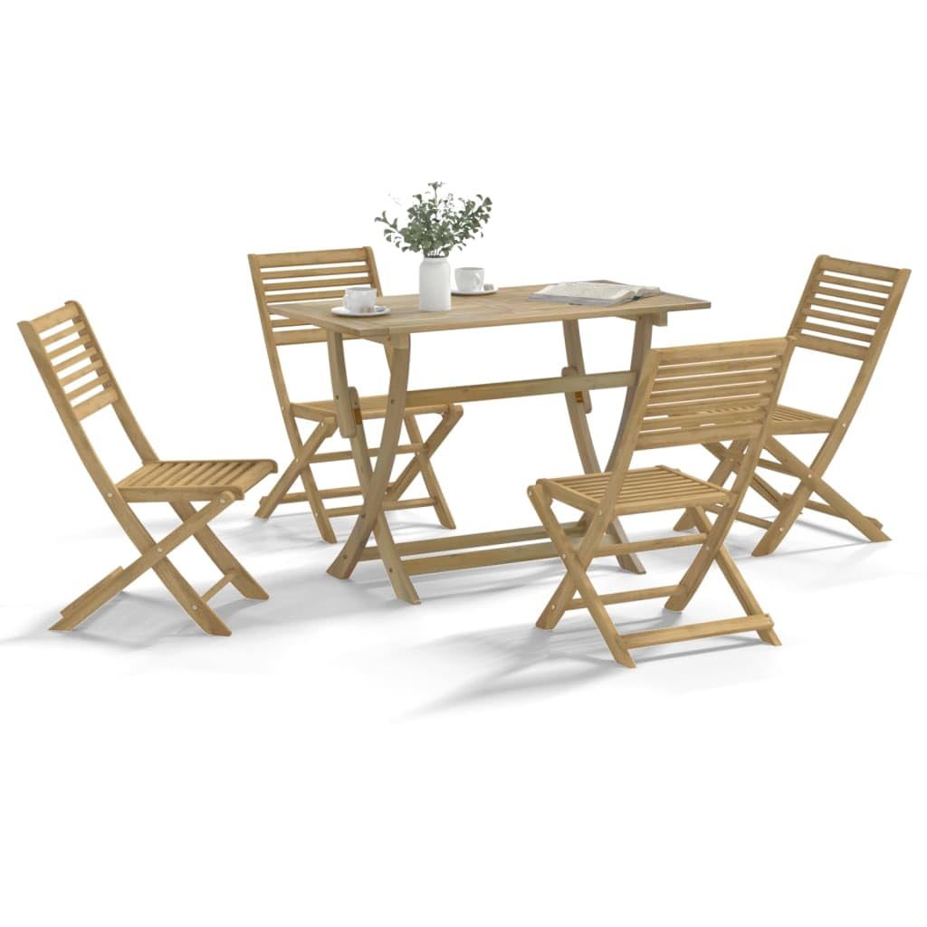 Conjunto de comedor de jardín de acacia, 110 x 55 x 75 cm, plegable, combinación de mesa y silla, muebles de terraza robustos para balcón, jardín, salón al aire libre