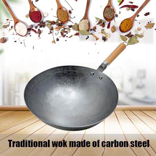 Wok tradicional de acero al carbono 32 cm miniatura 4
