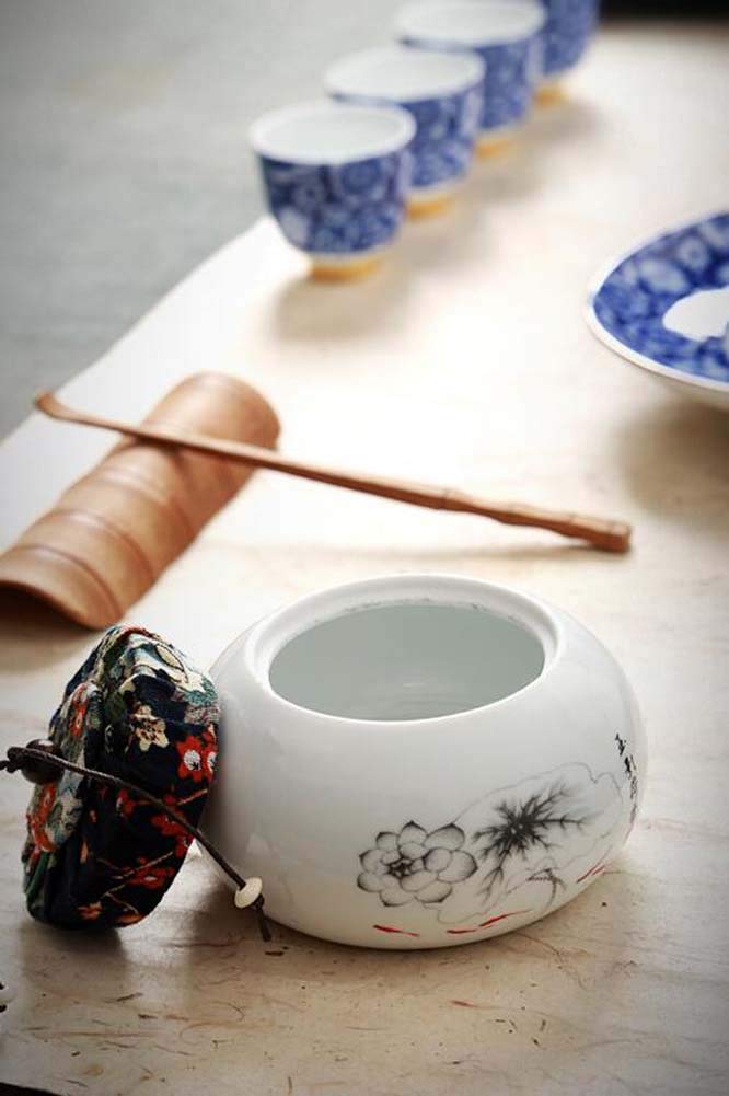 Recipiente Cerámica Vintage 350ml Tarro Porcelana Kichvoe Azul Blanco - 350ml Vintage Para Té Y Especias Recipiente Decorativo Té Café