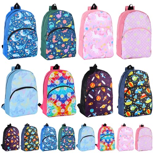 Clysee Backpack Bulk 15'' Outdoor Travel Bag Bundle Lightweight Colorful Book Bags for Homeless Donation Items(24 Pack)