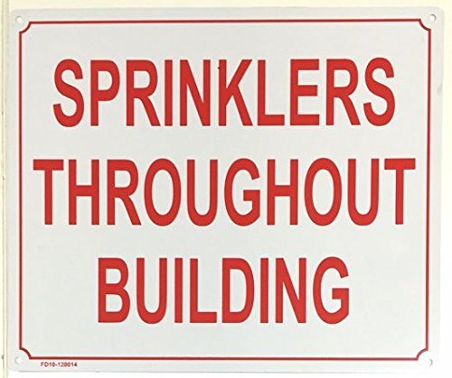 10" X 12""Sprinklers Throughout Building" Metal Sign #TOP6