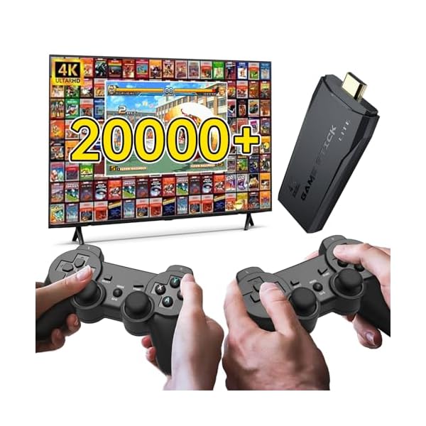 Retro Gaming Console: Retro Game Stick, Wireless Game Stick, Game Stick 4k,20000+ Retro Games, TV-Connectable Game Console(64GB)