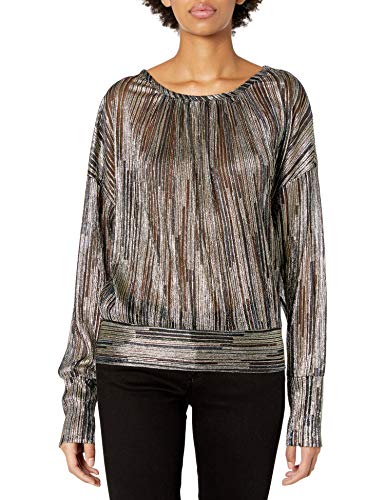 Ramy Brook Women's DORI Long Sleeve Metallic TOP, Multi, Small