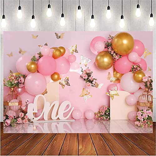 Fondo Fotográfico Rosa con Globos y Mariposas 8X6FT miniatura 7