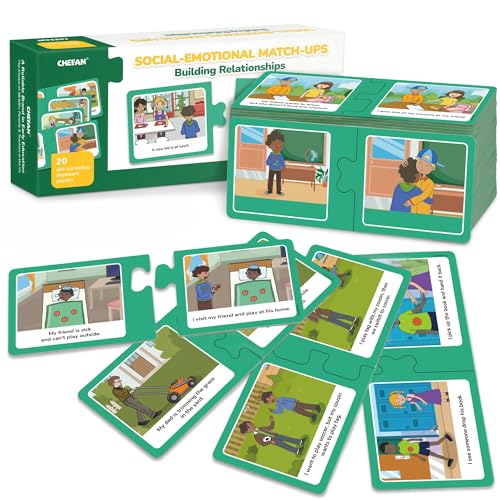 CHEFAN Building Relationships Puzzle Cards, Social Skills, Autism Learning Materials, Speech Therapy Materials, Social Emotional Learning Toys and Games for Kids, 40 Pieces, Ages 3+