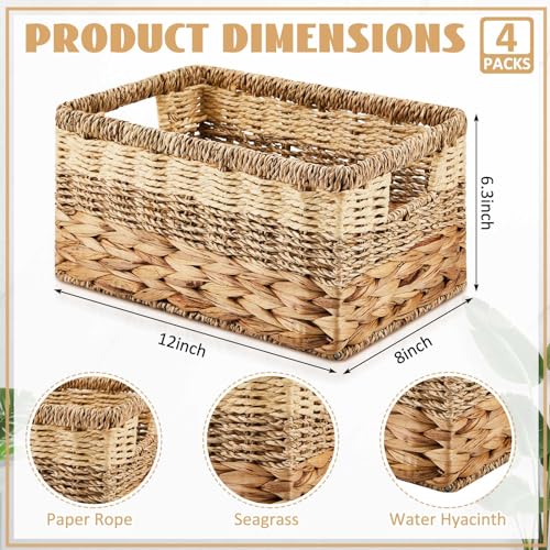 Suzile JIN-SUZILE-659 4 Pcs Wicker Storage Basket Water Hyacinth Seagrass Woven Baskets thumb #1