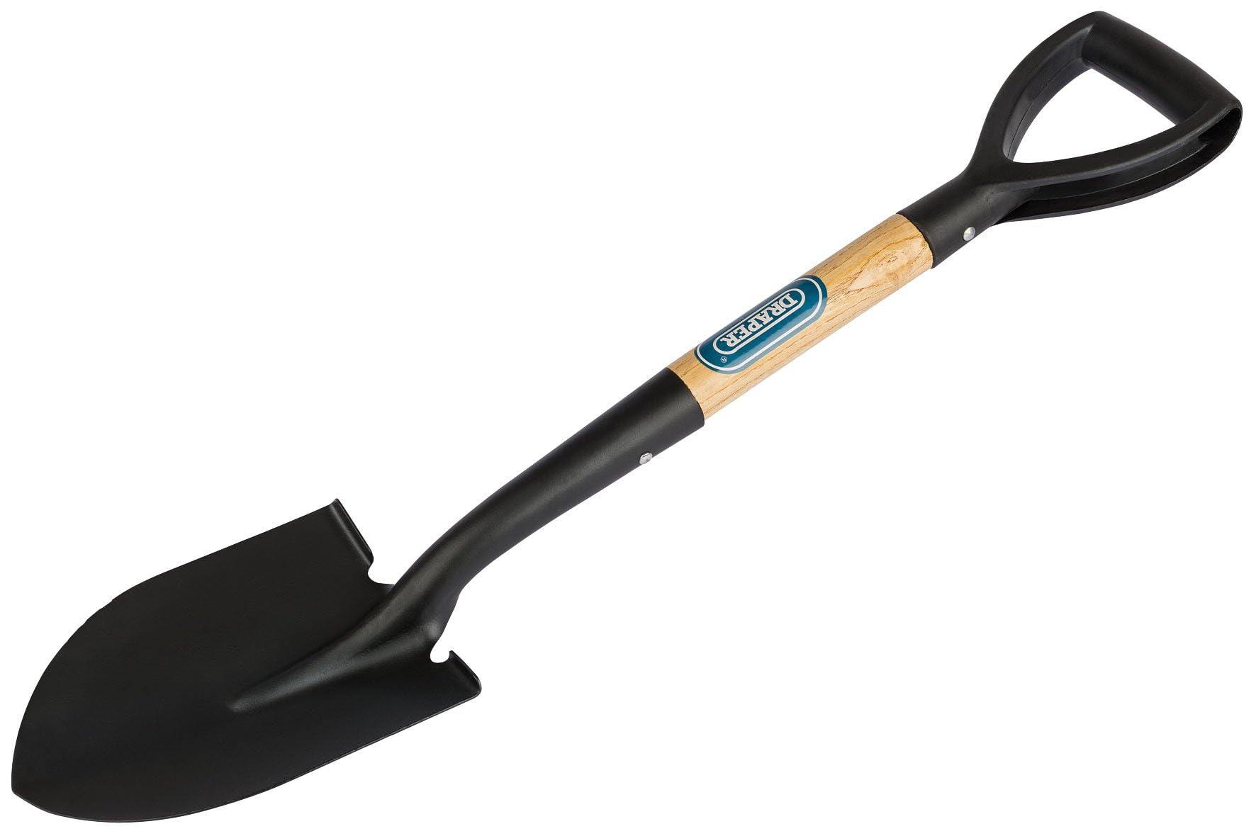 Draper, 15072, mini pala a punta arrotondata, con manico in legno, nero, 15072, 0V