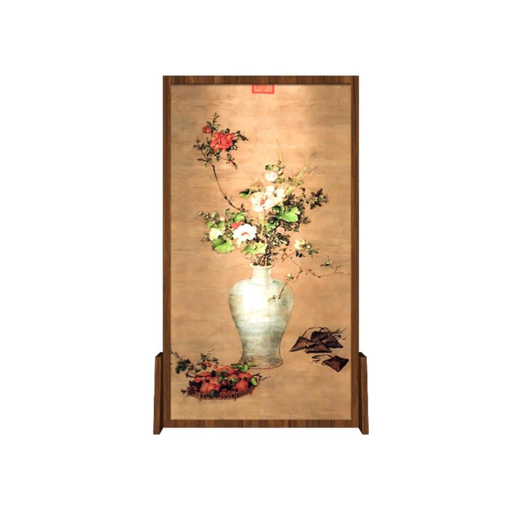 Privacy Screen Retro Movable Screen Partition, Home Living Room Decoration Background Wall, Tea Room Solid Wood Seat Screen Room Divider