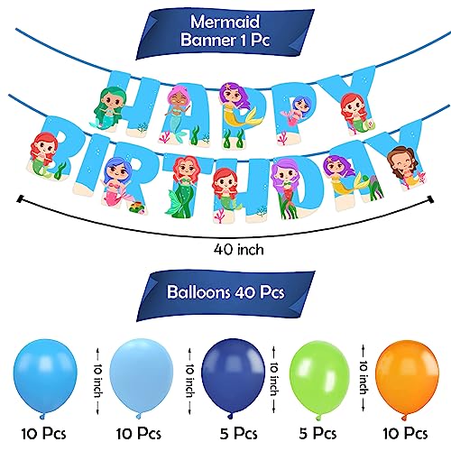 Image of Party Propz Mermaid Theme Birthday Decoration Kit For Girls - 41pcs,Balloons For Decorations Birthday Decoration for Kids| Mermaid Theme Banner (Cardstock)
