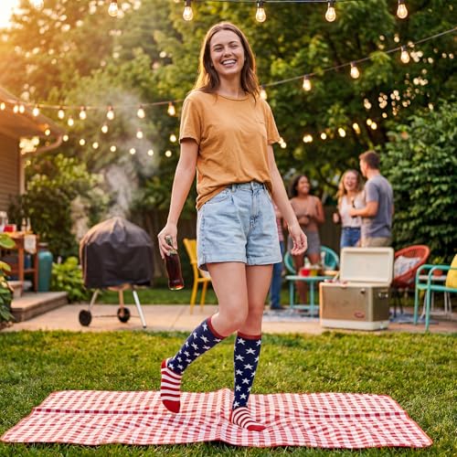 Image of American Trends Women's Knee High Socks, Novelty Holiday Printed Tall Tube Socks, Casual & Party Athletic Sports Stockings