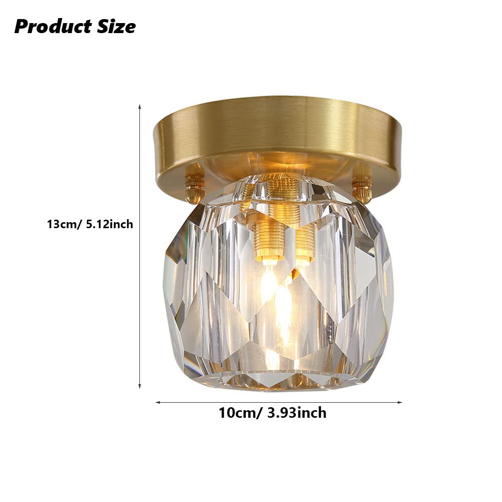 Moderne Deckenleuchte mit Messingsockel 1-Licht Eingang K9 Kristallglas Deckenlampe Schlafzimmer Einfache Deckenleuchten für Veranda Flur Foyer Wohnzimmer Esszimmer Küche