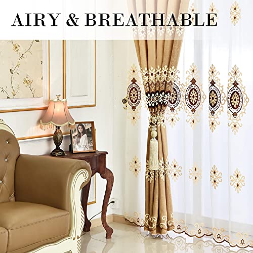 Customized Simple Chenille Jacquard Sheer Window Elegance Curtains/Drapes/Panels/Treatments for Bedroom Living Room, 54'' x 84'', Top Grommets(2 Panels)