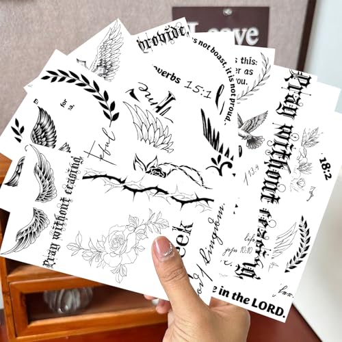 10 Sheets Biblical tattoo stickers Sheets Christian Temporary Tattoos Adult Men Women Kids Religious Jesus Cross God Christ Catholic Realistic Half Sleeve Body Fake Tattoos Stickers(Biblical)