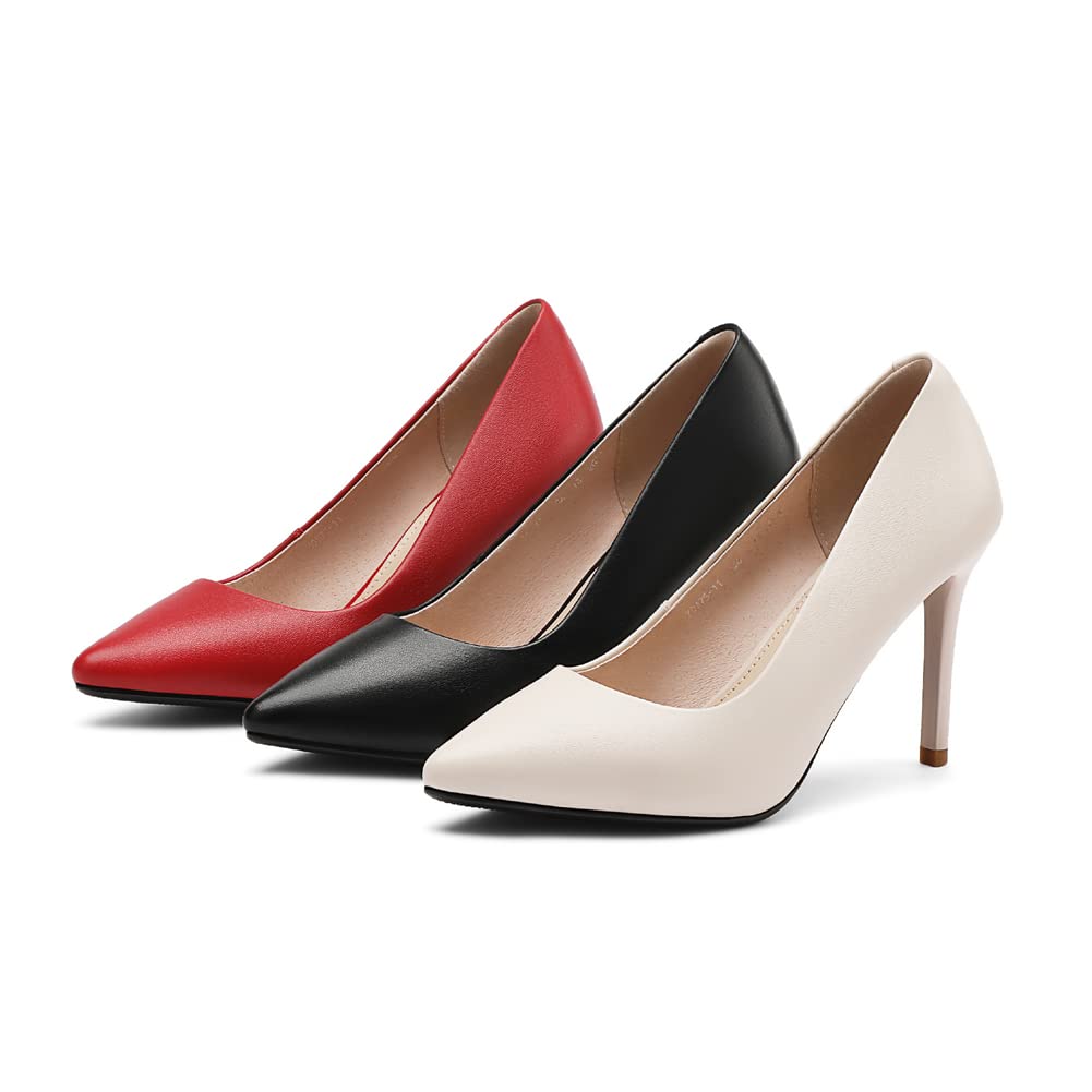 Mujer Cuero Genuino 5CM/7CM/9CM Tacones Altos Elegante Puntiagudo Pumps Zapatos de Oficina