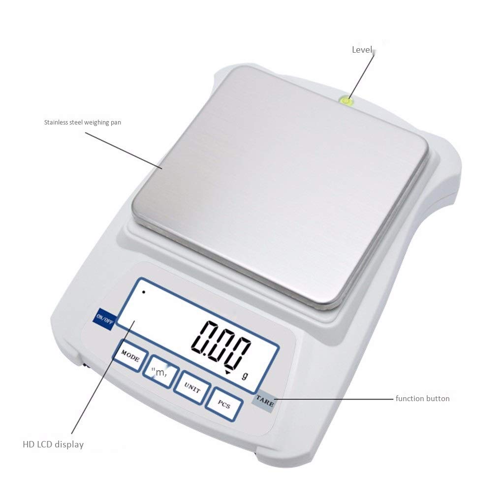 Bilancia da Laboratorio da 3 kg/0,1 g con Display LCD HD per bilance per pesare Oro, Gioielli e Diamanti. La Porta Dati 232 può Essere utilizzata per la Trasmissione Tramite Stampante.