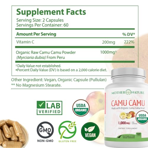 Organic Vitamin C From Camu Camu Capsules 1,000Mg, Packed With Natural Vit C, Raw Antioxidants - Immune Support Supplement & Anti-Aging thumb #5