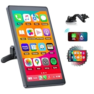 Lamto 7 inch horizontaal/verticaal Carplay-scherm, compatibel met Apple Carplay en Android Auto, OTA-upgrade, magnetische houder, digitale ontvanger met Siri/GOO-gle Voice GPS-navigatie, touchscreen