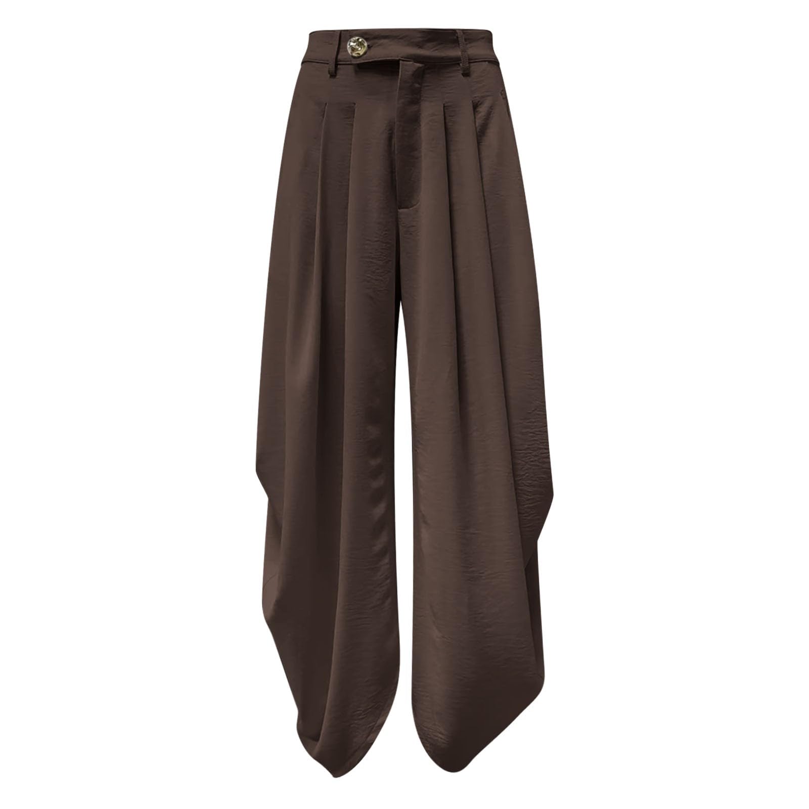 Pantalon Femme Taille Haute 7 8 Large Fluide Décontracté avec Coupe Bouffante Élégante Et Taille Confortable pour Ville Loisirs Été