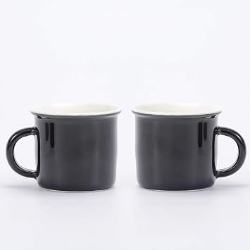 Ceramic Mini Espresso Cups Set of 2, 2.5 oz Expresso Mugs with Handle, Porcelain Coffee Mugs,Demitasse Cups black, 2.5, ounces