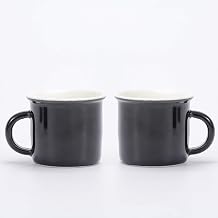 Ceramic Mini Espresso Cups Set of 2, 2.5 oz Expresso Mugs with Handle, Porcelain Coffee Mugs,Demitasse Cups black, 2.5, ounces