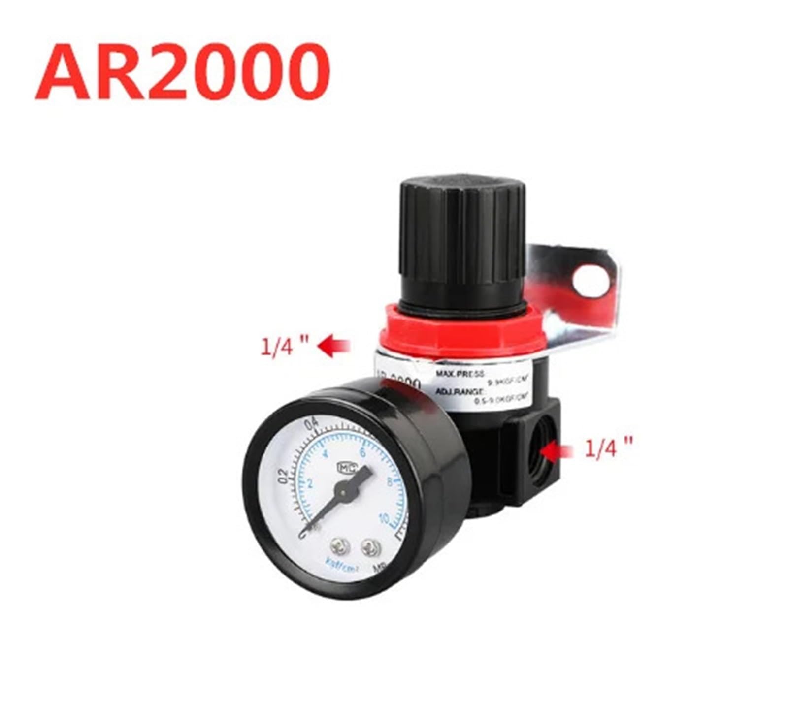 Mini compresor de control de presión de aire neumático G1/4'', regulador de presión, válvula de tratamiento con manómetro, conexión de 4 mm a 16 mm(AR2000)